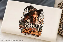 Sweet But Caffeinated PNG, Witchy Coffee Girl Clipart Product Image 3