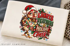 Festive Chicken Holiday Cheer Christmas Lights Winter PNG Product Image 2