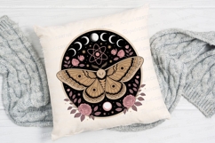 Moth Illustration with Moon Phases Roses and Sublimation PNG Product Image 2