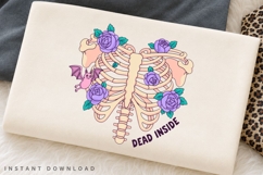 Dead Inside Skeleton Rib Cage PNG, Pastel Goth Floral Product Image 2