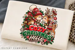 Cozy Reindeer Couple Christmas Hello Winter Holiday PNG Product Image 2