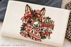 Cute Donkey Winter Warmth Joy Christmas Holiday Festive PNG Product Image 2