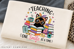 Teaching One Smile At A Time PNG Sublimation Design, Black Product Image 2