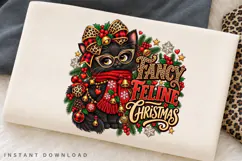 Fancy Feline Christmas Cute Black Cat Holiday Winter PNG Product Image 2