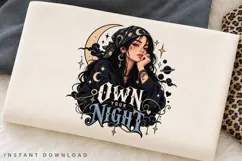 Mystic Moon Woman with Celestial Bandana, Night Sky Magic Product Image 2