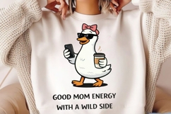 Good Mom Energy With A Wild Side PNG, Funny Mama Duck Coffee Product Image 2