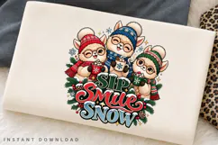 Sip Smile Snow Cute Winter Alpaca Friends Christmas Holiday Product Image 2
