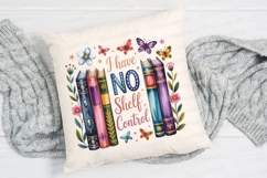 Watercolor Bookshelf Design No Shelf Control Sublimation PNG Product Image 2