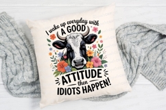 Cow With Flowers And Funny Quote Sublimation PNG Product Image 2
