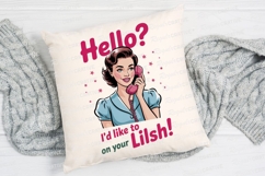 Retro Woman on Pink Phone Saying Hello Sublimation PNG Product Image 2