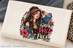 Wild Spirit Woman with Floral Headscarf, Boho Butterfly and Product Image 2