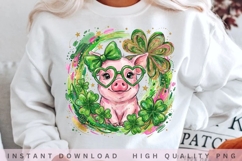 St Patrick Pig PNG Design, Cute Shamrock Pig PNG, Lucky Product Image 2