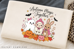 Autumn Magic Together PNG, Cute Ghost Lamb Bunny Fall Product Image 2