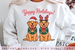 Happy Holidays Golden Retriever PNG, Christmas Golden Product Image 1