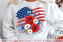 Patriotic Floral USA PNG Design, American Flag Poppy Flower Product Image 2