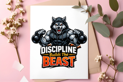Discipline Builds The Beast Wolf Gym Motivation Workout PNG Product Image 3