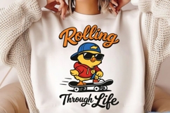 Rolling Through Life Funny Skater Chick PNG Design Product Image 2