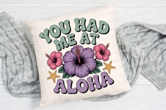 Aloha Floral Design with Text and Hibiscus Sublimation PNG Product Image 2