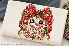 Merry Christmas with Style Festive Bow Snowman Holiday PNG Product Image 2