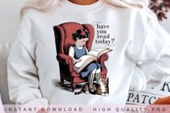 Have You Read Today PNG, Vintage Girl Reading Book Product Image 2
