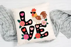 Cartoon Love Rooster Flowers Valentines Day Sublimation PNG Product Image 2