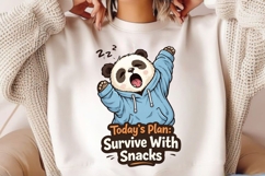 Today's Plan Survive With Snacks PNG, Funny Lazy Panda PNG Product Image 2