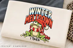 Winter Meltdown PNG Sublimation Design, Funny Tired Frog Product Image 2