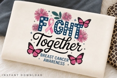 Fight Together Breast Cancer Awareness PNG, Pink Ribbon Product Image 2