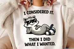I Considered It Then Did What I Wanted Raccoon PNG Design Product Image 1