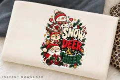 Cute Snowman Reindeer Santa Christmas Winter Holiday Snow Product Image 1