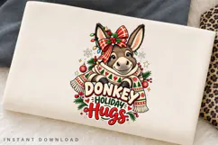 Cute Donkey Holiday Hugs Christmas Winter Festive PNG Design Product Image 2