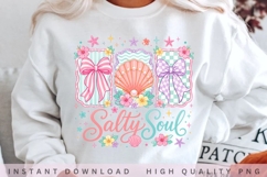 Salty Soul Coquette Beach PNG Design, Summer Bow Shell Product Image 2