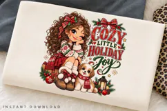 Cozy Little Holiday Joy Cute Girl and Puppy Winter Product Image 2