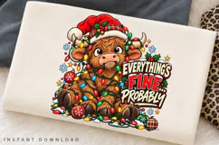 Everything's Fine Probably Funny Highland Cow Christmas Product Image 2