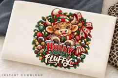 Cute Highland Cow Holly Jolly Fluffy Christmas Winter Product Image 2