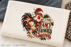 A Very Fancy Feathered Christmas Rooster Holiday Festive PNG Product Image 2