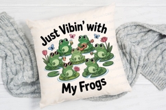 Cartoon Frogs Hanging Out On Lily Pads Sublimation PNG Product Image 2