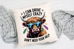 Crazy Highland Cow With Sunglasses Sublimation PNG Product Image 2