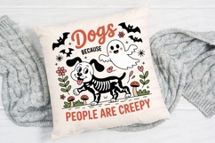 Halloween Dog Skeleton Ghost Bats Flowers Sublimation PNG Product Image 2