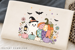Cute Witch Ghost PNG, Patchwork Pumpkin Halloween Product Image 2