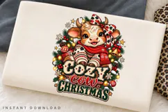 Cute Cow Christmas Holiday Winter Festive Cozy Seasonal PNG Product Image 2