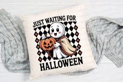Cute Ghost Holding Pumpkin Halloween Sublimation PNG Product Image 2