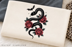 Gothic Snake and Roses PNG, Black Snake Floral Clipart Product Image 2