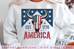 Patriotic Bull Skull America PNG Design Product Image 2