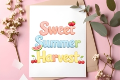 Sweet Summer Harvest Cute Patchwork Fruit Summer PNG Design Product Image 1