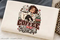 Cute Coffee Girl PNG, Cozy Coffee Comfort Zone Clipart Product Image 2