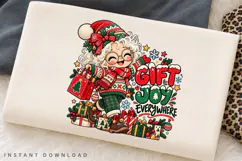 Cute Christmas Girl Gift Giving Merry Christmas Holiday Product Image 2