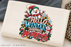 Hello Winter Goodbye Worries Snowman Holiday Illustration Product Image 2