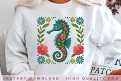 Floral Seahorse PNG, Tropical Ocean Flower Seahorse Product Image 2
