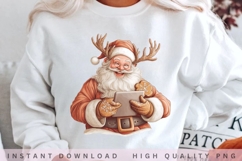 Vintage Santa with Tablet PNG, Watercolor Christmas Santa Product Image 2